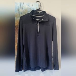 WOMENS BLACK ATHLETIC QUARTER ZIP TOP